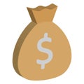 Currency sack, dollar sack isolated vector icon which can easily modify