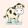 Cute calf vector illustration seamless pattern