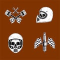 Motorcycle skull vector illustration editable