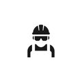 Worker, construction workman wearing protective glasses and helmet. Royalty Free Stock Photo
