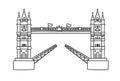 Vector outline illustration the Tower Bridge in London, the UK Royalty Free Stock Photo