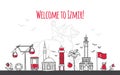 Welcome to Izmir. Modern vector illustration of famous symbols of the Turkish city.