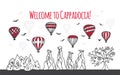 Welcome to Cappadocia. Vector illustration of famous symbols of the Turkish destination.