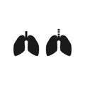 Human lungs black isolated vector icon set.