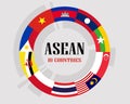 AEC Asean Economic Community Flag Circle Form Vector Illustration.