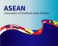 AEC Asean Economic Community Flag ribbon, Flag of ASEAN Association of Southeast Asian Nations and Membership Vector Illustration