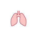 Human lungs colorful vector cartoon icon.