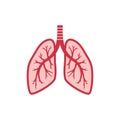 Human lungs colorful vector cartoon icon.