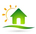 Home house sun logo simple flat icon vector illustrations Royalty Free Stock Photo