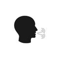 Human head profile with cough exhalation flÃÂ¾w black isolated vector icon Royalty Free Stock Photo