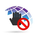 Don`t touch face Protect lungs of globe people from Virus Corona virus COVID-19 not allowed and prohibited infection icon Royalty Free Stock Photo