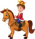 Charming cartoon prince riding a horse Royalty Free Stock Photo