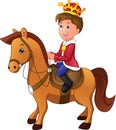 Charming cartoon prince riding a horse