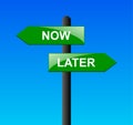 Now later signposts Royalty Free Stock Photo