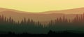 Nature forest Natural Pine forest mountains horizon. Landscape wallpaper. Sunrise and sunset. Illustration vector style colorful. Royalty Free Stock Photo