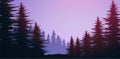 Nature forest Natural Pine forest mountains horizon. Landscape wallpaper. Sunrise and sunset. Illustration vector style colorful. Royalty Free Stock Photo