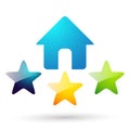 Home house three star company logo simple flat icon vector illustrations Royalty Free Stock Photo