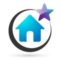 Home house star company logo simple flat icon vector illustrations Royalty Free Stock Photo
