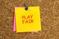 Play fair post it Royalty Free Stock Photo