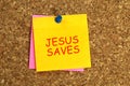 Jesus saves post it Royalty Free Stock Photo