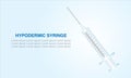 Hypodermic syringe. Vector Plastic Medical Syringe Isolated on light blue background.