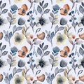 hand drawn floral watercolor seamless pattern