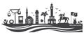 Vector illustration Izmir landmarks. Famous Turkish symbols. Travel to Turkey concept.