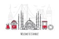 Vector illustration Welcome to Istanbul. Travel to Turkey concept.