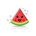 Water melon cute logo.sticker of a cartoon water melon. vector water melon. watermelon slice fruit illustration. fresh healthy foo Royalty Free Stock Photo