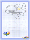 Educational page for kids. Printable worksheet on square paper for children. Learn to draw geometrical figures.