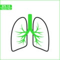 Lungs icon in vector file black and green