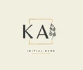 KA Beauty vector initial logo, handwriting logo of initial signature, wedding, fashion, jewerly, boutique, floral and botanical w