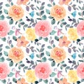 Beautiful flower pattern blooming with watercolor