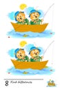 Find 8 differences. Logic puzzle game for children and adults. Printable page for kids brain teaser book.