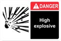 Safety Sign Danger High explosive ANZI Z535