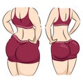 Cartoon illustration of woman slimming