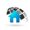 Globe world home house icon people stay at home vector illustration