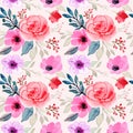soft pink flower watercolor seamless pattern