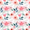 pink flower watercolor seamless pattern
