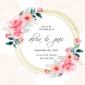 save the date. wedding invitation card with floral watercolor Royalty Free Stock Photo