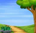 Nature background with path road and big tree Royalty Free Stock Photo