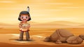 Native american indian boy with hen in the desert Royalty Free Stock Photo
