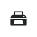 Printer with sheet black isolated vector icon. Print glyph symbol. Royalty Free Stock Photo