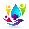 Globe Water drop medical logo concept of water drop with world save earth wellness symbol icon nature drops elements vector design Royalty Free Stock Photo