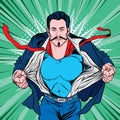 Mustache Superhero Style Open Clothing Male Art Retro