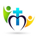 Family church people heart union care love logo design icon on white background Royalty Free Stock Photo