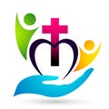 Family church people heart union care love logo design icon on white background Royalty Free Stock Photo