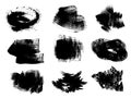 Set of hand-drawn acrylic vector textures. Grunge brush strockes, frames for text