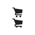 Shopping cart for web online market black isolated vector icon.