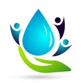 Globe Water drop hand logo concept of water drop with world save earth wellness symbol icon nature drops elements vector design Royalty Free Stock Photo